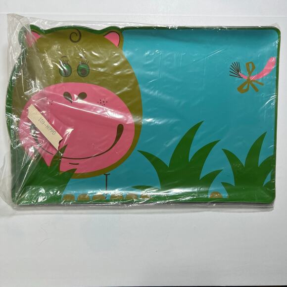 Mid Century Stotter Settings Blue Green Molded Plastic Hippo Serving Tray Op Art - Picture 10 of 13